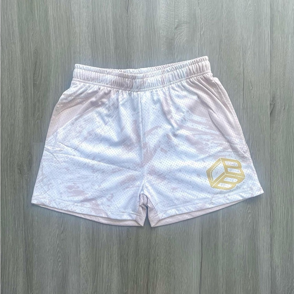Cream/Bone Marble Mesh Shorts
